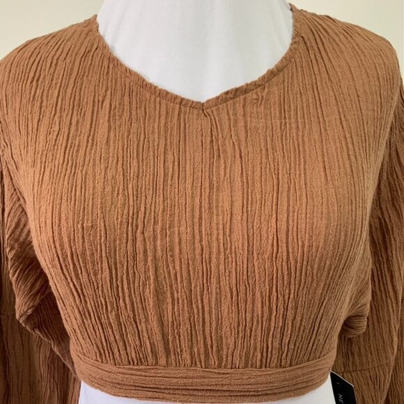 Savannah Marrow Sunnie Brown 100% Organic Cotton Handwoven Crop Top Size XS - Picture 4 of 15